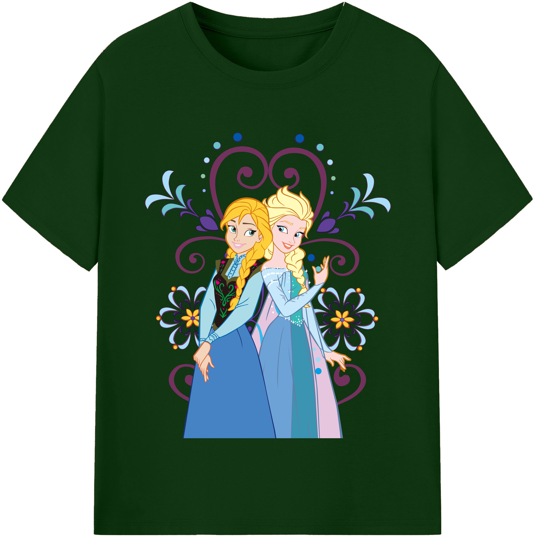 （画像用） アナと雪の女王 アンナ エルサ Frozen Anna Elsa 綿100％半袖Tシャツ（フロントプリント）
